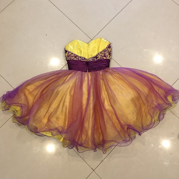 Partytime  purple and yellow dress size 4 - Picture 3 of 8